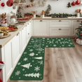 thumbnail image 1 of Merry Christmas Kitchen Rug Xmas Trees Winter Snowflake Let It Snow Kitchen Mats Set of 2 for Christmas Home Decor Low-Profile Kitchen Rug Set, 17x 30 and 17x 47 (Green), 1 of 6