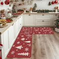 thumbnail image 1 of Merry Christmas Kitchen Rug Xmas Trees Winter Snowflake Let It Snow Kitchen Mats Set of 2 for Christmas Home Decor Low-Profile Kitchen Rug Set, 17x 30 and 17x 47 (Red), 1 of 6