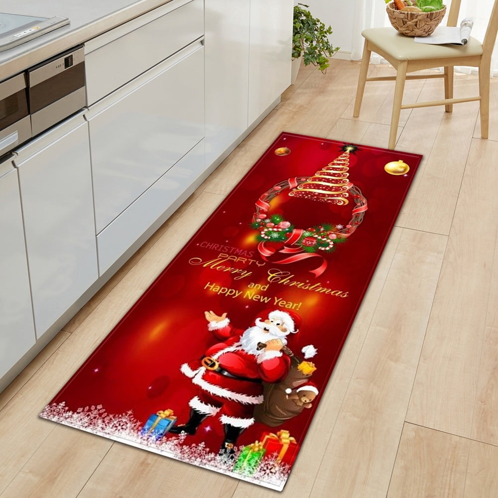 Merry Christmas Kitchen Rugs Mats Non Skid Washable Christmas Kitchen
