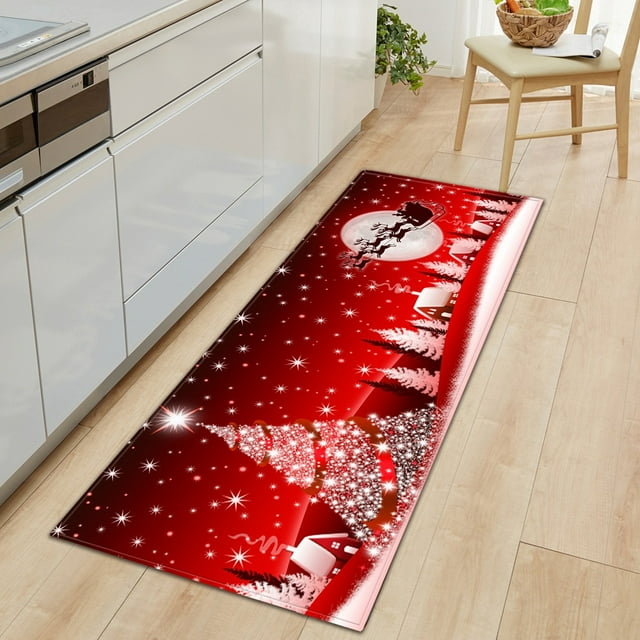 Merry Christmas Kitchen Rugs Mats Non Skid Washable Christmas Kitchen