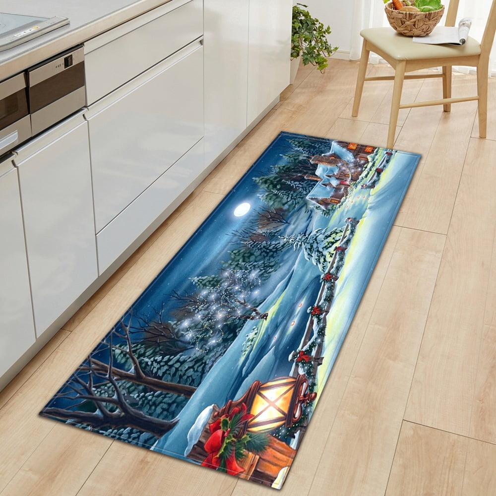 Merry Christmas Kitchen Rugs Mats Non Skid Washable Christmas Kitchen