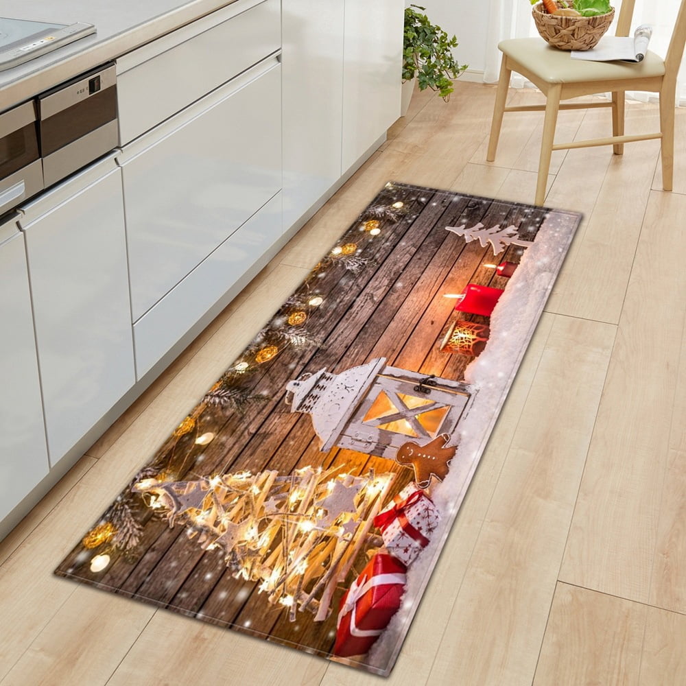 Merry Christmas Kitchen Rugs Mats Non Skid Washable Christmas Kitchen