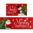 thumbnail image 1 of Merry Christmas Kitchen Rugs and Mats Set of 2,Red Snowman Wreath Santa Claus Tree Xmas Winter Holiday Sink Floor Mat Non Skid Washable for Home Farmhouse Christmas Decor 17"x47"+17"x30", 1 of 6
