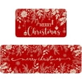 thumbnail image 1 of Merry Christmas Kitchen Rugs Set of 2,Holly Pine Branches Leaves Mat for Floor,Red Winter Holiday Non-Slip Kitchen Sink Mats Kitchen Decor Doormat+Runner Rug, 1 of 6