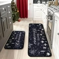 thumbnail image 1 of Merry Christmas Kitchen Rugs Set 2 Pieces Non Skid Kitchen Floor Rug and Mat Christmas Kitchen Rug Area Mat Carpets for Holiday Outdoor Decor 17"x47"+17"x30", Black, 1 of 1
