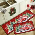 thumbnail image 1 of Merry Christmas Kitchen Rugs and Mats Set 2 PCS, Red Floral Kitchen Mats for Floor, Christmas Decorations for Home Kitchen (17"x47"+17"x30"), 1 of 6