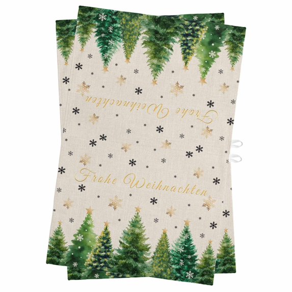Merry Christmas Kitchen Towels Set of 2, Water Absorbent Dish Towel, Xmas Trees Snowflake Farmhouse Rustic Decorative Hand Towels - Quick Drying Cloth for Cooking Baking, 18x28 Inch