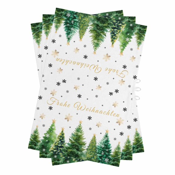 Merry Christmas Kitchen Towels Set of 3, Water Absorbent Dish Towel, Xmas Trees Snowflake Farmhouse Winter Decorative Hand Towels - Quick Drying Cloth for Cooking Baking, 18x28 Inch