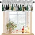 thumbnail image 1 of Merry Christmas Kitchen Valance,Plaid Xmas Tree Window Valances,Winter Snowflakes Short Curtains Window Treatment Rod Pocket Drapes,Grey Back Valances Curtain for Bedroom 54x18in, 1 of 6