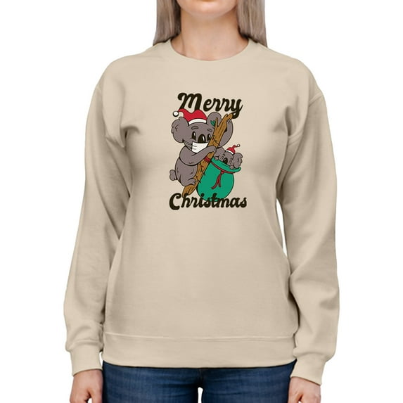 Merry Christmas Koalas Women Sweatshirt, Female XX-Large
