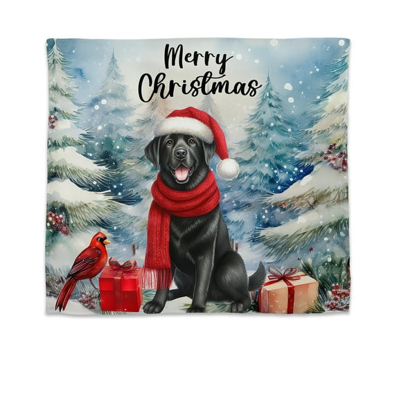 Merry Christmas Labrador Retriever Enjoys Woofmas Winter Xmas Holiday Tapestry Lab Dog Lover Gifts Wall Hanging Backdrop Home Decor - 02022