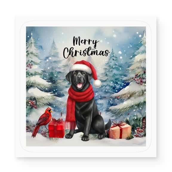 Merry Christmas Labrador Retriever Enjoys Woofmas Winter Xmas Holiday Vinyl Sticker Lab Dog Lover Gifts Waterproof Decal Art Decor - 02022