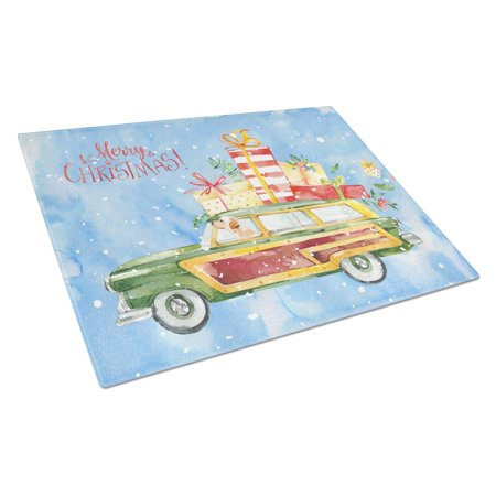 Merry Christmas Labrador Retriever Yellow Glass Cutting Board Large