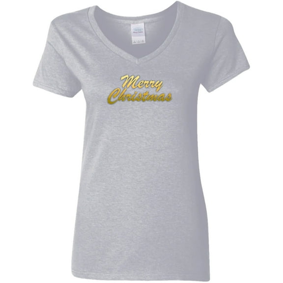 Merry Christmas Ladies V Neck Tee Shirt