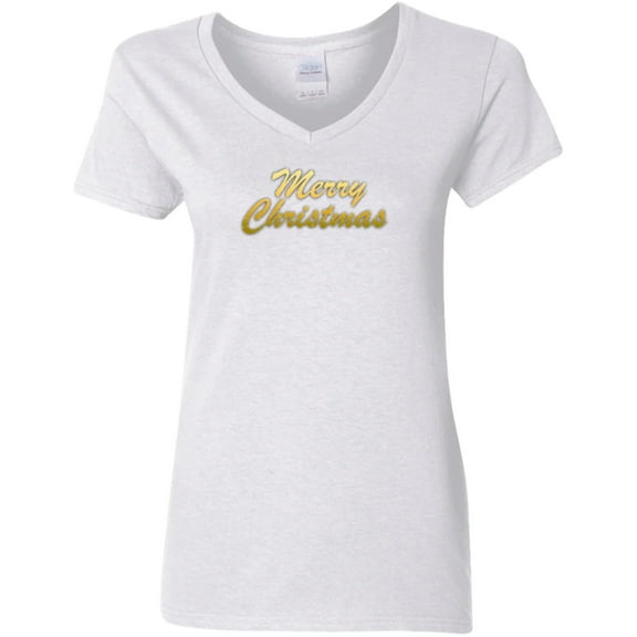 Merry Christmas Ladies V Neck Tee Shirt