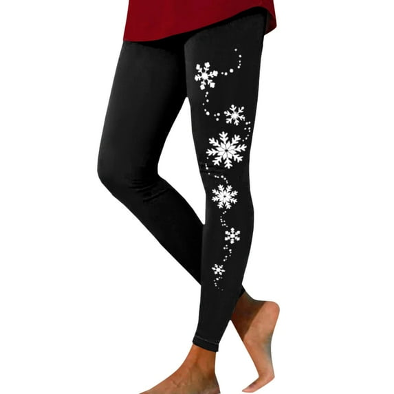 Merry Christmas Leggings for Women 2025 Xmas Snowflake Elastic High Waisted Tights Stretch Silm Fit Trendy Gym Yoga Pants