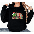 thumbnail image 1 of Merry Christmas Leopard Lights Graphic Tee T-Shirt Print Top Hooded long-sleeved Black S-2XL, 1 of 7