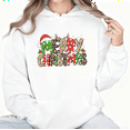 thumbnail image 1 of Merry Christmas Leopard Lights Graphic Tee T-Shirt Print Top Hooded long-sleeved White S-2XL, 1 of 6