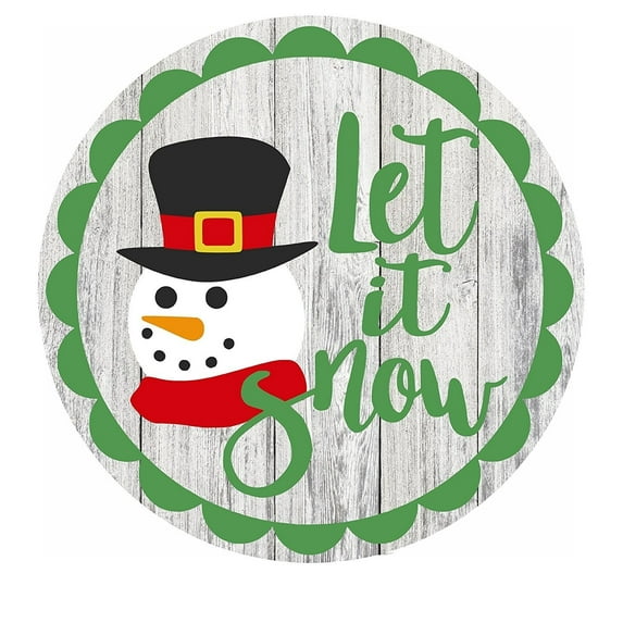 Merry Christmas - Let it Snow - Rustic Wood Home Decor Metal Sign : 11.75"