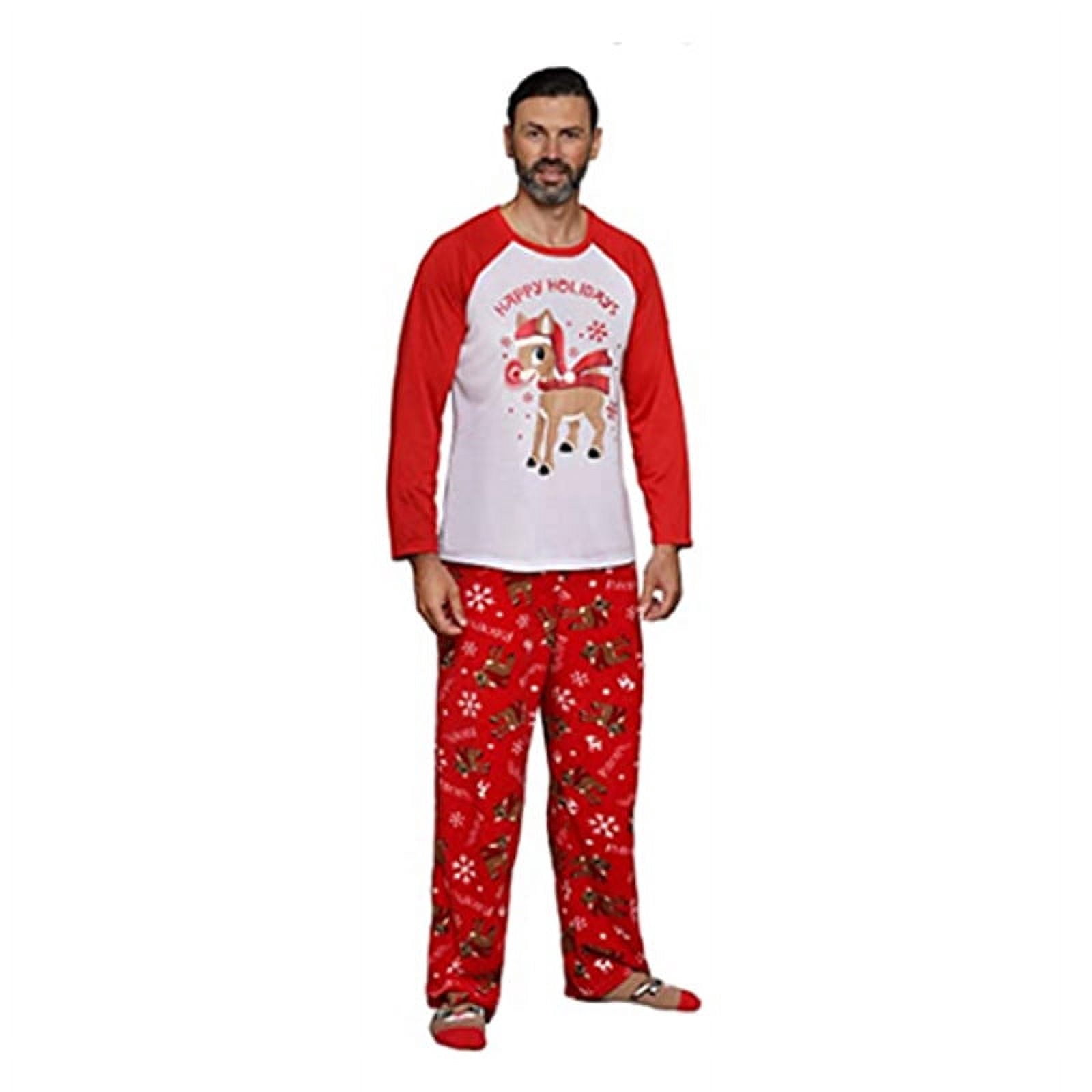 Merry Christmas Letter Antler Print Plaid Splice Matching Pajamas Sets merry-christmas-letter-antler-print-plaid-splice-matching-pajamas-sets