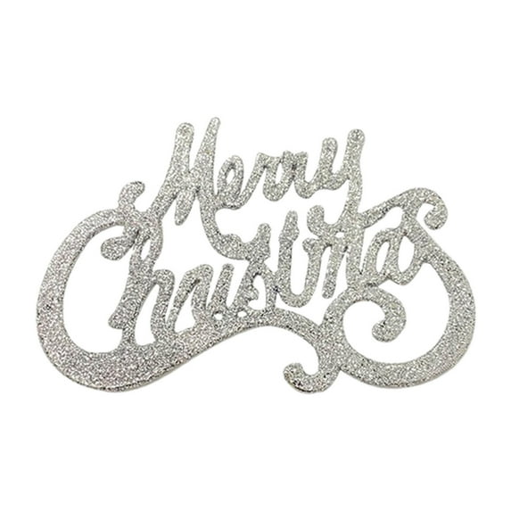Merry Christmas Letter Sign for Christmas Tree 5.9 × 3.5inch Glitter Plastic Cutout Merry Christmas Hanging Craft Ornaments for Holiday Wreath Home Door Wall Art Decorations
