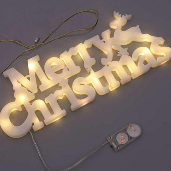 Merry Christmas Light up Sign Outdoor Xmas Window Decorations Lighted Christmas Lights LED Decorative Hanging Lights, White