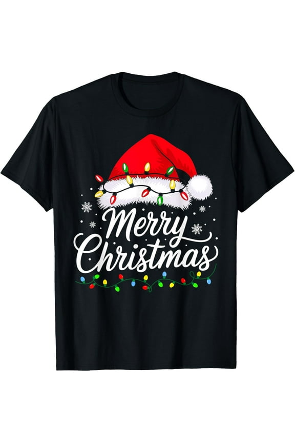 Merry Christmas Lights Funny Xmas Family Teens Boys Kids T-Shirt