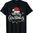 thumbnail image 1 of Merry Christmas Lights Red Santa Hat Xmas Family Men Women Gift Unisex T-Shirt., 1 of 7
