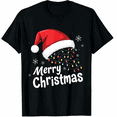 thumbnail image 1 of Merry Christmas Lights Red Santa Hat Xmas Family Men Women T-Shirt, 1 of 4