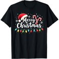 thumbnail image 1 of Merry Christmas Lights Red Santa Hat Xmas Family Men Women T-Shirt, 1 of 3