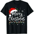 thumbnail image 1 of Merry Christmas Lights Santa Hat Xmas Family Matching Pajama T-Shirt TShirt, 1 of 4