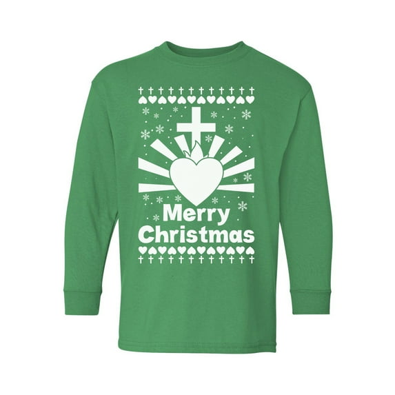 Merry Christmas Long Sleeve Shirt for Boys Girls Jesus Christ Tee Xmas Kids T Shirt Jesus Top Christmas Cross Holiday Gift Youth Christian Religious