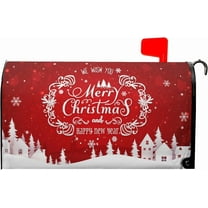 Merry Christmas Magnetic Mailbox Cover 21x18 Inch - Snowy Winter Decorative Wrap for Home Garden Yard Outdoor Decor - Happy New Year Post Letter Box Decal