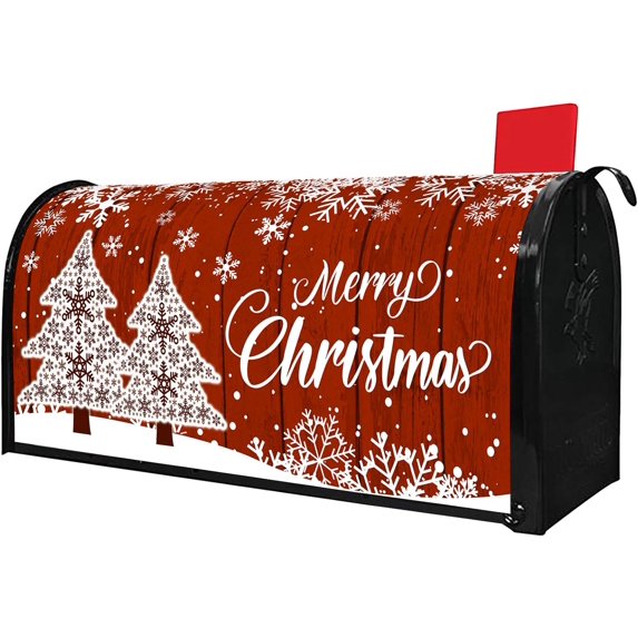 Merry Christmas Mailbox Cover Magnetic Standard Size Winter Snowflake Post Letter Box Wraps Decorative Mailbox Covers for Outdoor Garden Yard Decor Christmas Decorations 21" x 18"