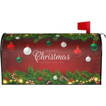 Merry Christmas Mailbox Cover Standard Size Red Christmas Tree Magnetic Mailbox Covers Winter Holiday Large Post Letter Box Covers Garden Yard Home Decor for Outside 21" x18"
