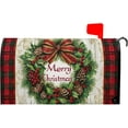 thumbnail image 1 of Merry Christmas Mailbox Covers Magnetic Standard Size 21 x 18 Inch Xmas Wreath Red Green Buffalo Plaid Seasonal Holiday Mailbox Wraps Post Letter Box Cover for Garden Yard Decor, 1 of 6