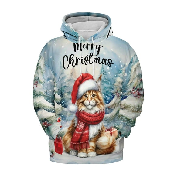 Merry Christmas Maine Coon Enjoys Catmas Winter Xmas Holiday All Over Print 3D Hoodie Unisex Merch Hoodies Cat Lover Kitten Owner Gifts - 02022