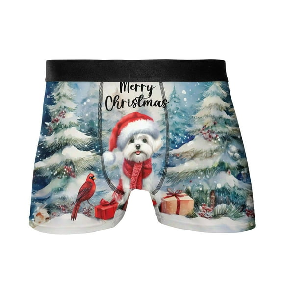 Merry Christmas Maltese Enjoys Woofmas Winter Xmas Holiday All Over Print Boxer Briefs Underwear for Men Dad Maltese Dog Lover Gifts Idea - 02022