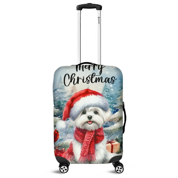 Merry Christmas Maltese Enjoys Woofmas Winter Xmas Holiday Travel Luggage Cover Maltese Dog Lover Gifts Idea Suitcase Dust Protective Decor - 02022
