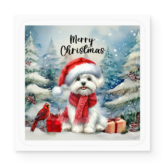Merry Christmas Maltese Enjoys Woofmas Winter Xmas Holiday Vinyl Sticker Maltese Dog Lover Gifts Idea Waterproof Decal Art Decor - 02022