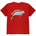 thumbnail image 1 of Merry Christmas Manatee Floaty Potato Youth T Shirt Red YXL, 1 of 1
