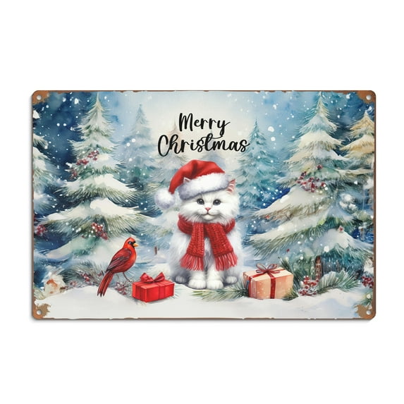 Merry Christmas Manx Enjoys Catmas Winter Xmas Holiday Horizontal Metal Aluminum Sign Cat Lover Kitten Owner Gifts Wall Art Home Decor - 02022