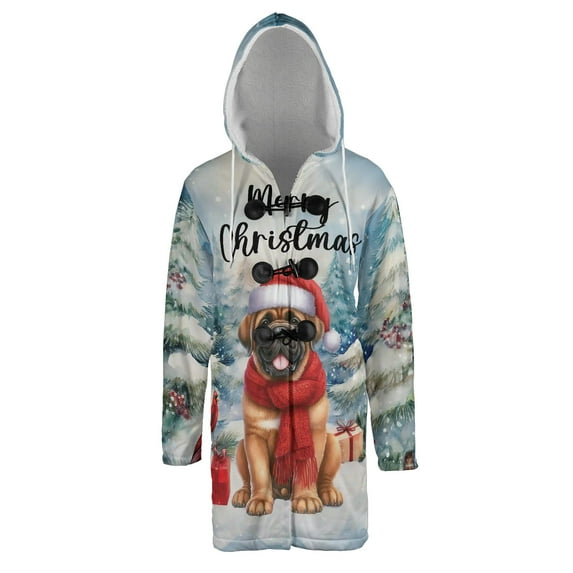 Merry Christmas Mastiff Enjoys Woofmas Winter Xmas Holiday All Over Print 3D Hooded Duffle Toggle Coat Mastiffs Dog Lover Gifts Idea - 02022