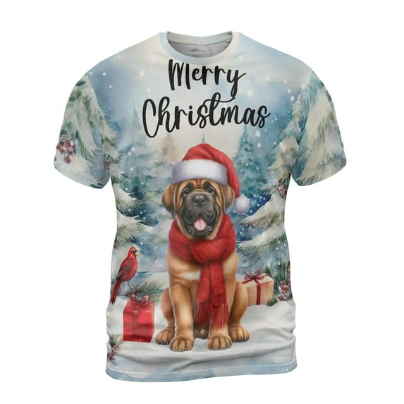 Merry Christmas Mastiff Enjoys Woofmas Winter Xmas Holiday All Over Print 3D Shirt Unisex Merch Mastiffs Dog Lover Gifts Idea - 02022
