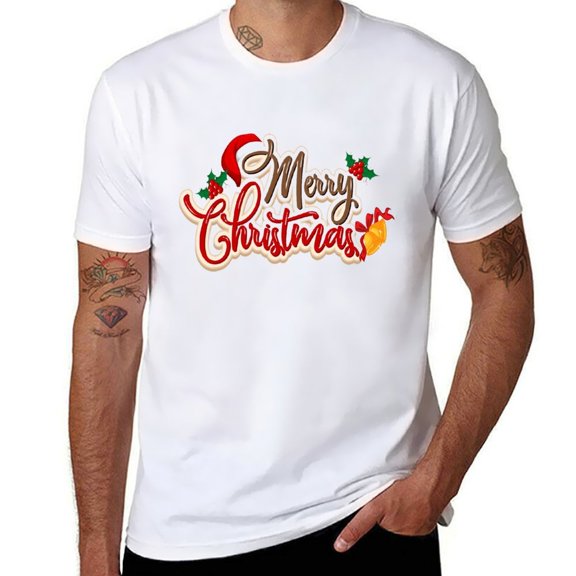 Merry Christmas Men Short-Sleeve T-Shirt Novelty Graphic Tees Fashion Crew Neck T Shirt Cotton Tops
