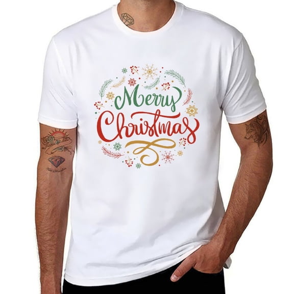 Merry Christmas Men Short-Sleeve T-Shirt Novelty Graphic Tees Fashion Crew Neck T Shirt Cotton Tops