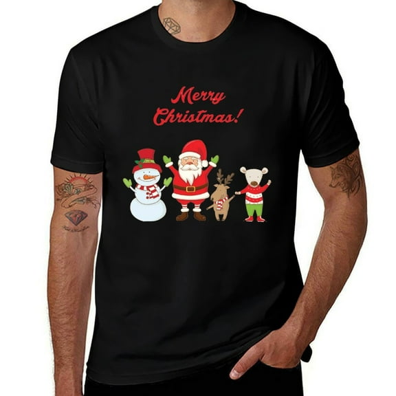 Merry Christmas Men Short-Sleeve T-Shirt Novelty Graphic Tees Fashion Crew Neck T Shirt Cotton Tops