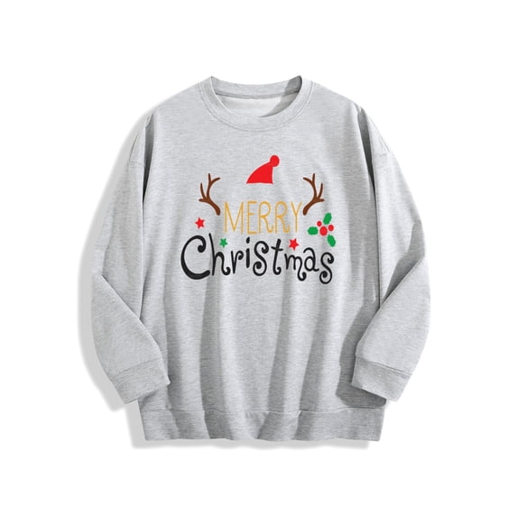 Merry Christmas Men Women Sweatshirt Crewneck Long Sleeve Pullover Top Casual Fall Clothes Workout Shirt