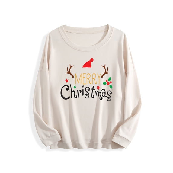 Merry Christmas Men Women Sweatshirt Crewneck Long Sleeve Pullover Top Casual Fall Clothes Workout Shirt