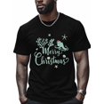 thumbnail image 1 of Merry Christmas Men's T Shirts Octopus Coral Santa Hat T-Shirt for Men Shell Starfish Ocean Crew Neck Tees Cotton Tops, Black, 2XL, 1 of 7